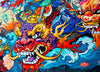 Lucky Puzzles - Kabuki Red Dragon - 1000 Piece Jigsaw Puzzle for Adults | Vibrant Graffiti Art Puzzle | Best New Japanese Dragon
