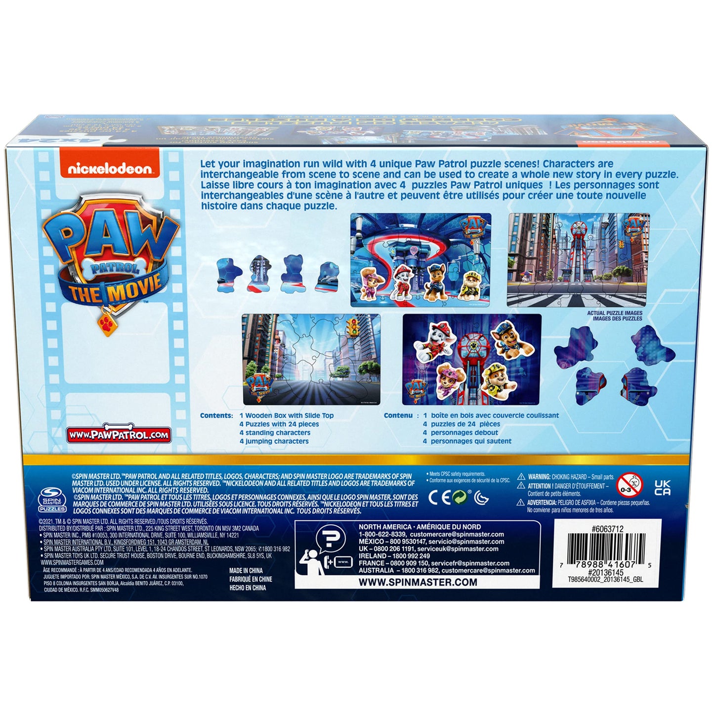 Paw Patrol: The Movie 4 Pack Of Wooden Puzzles For Kids 24-Piece Jigsaw Puzzles With Interchangeable Characters For Preschoolers