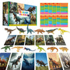 12 Pcs Dinosaur Figurines With 12 Introducing Flashcards, Portable Dinosaur Figurines Montessori Toys Science Educational Matching Game For Homeschool Preschool Toddler Kids