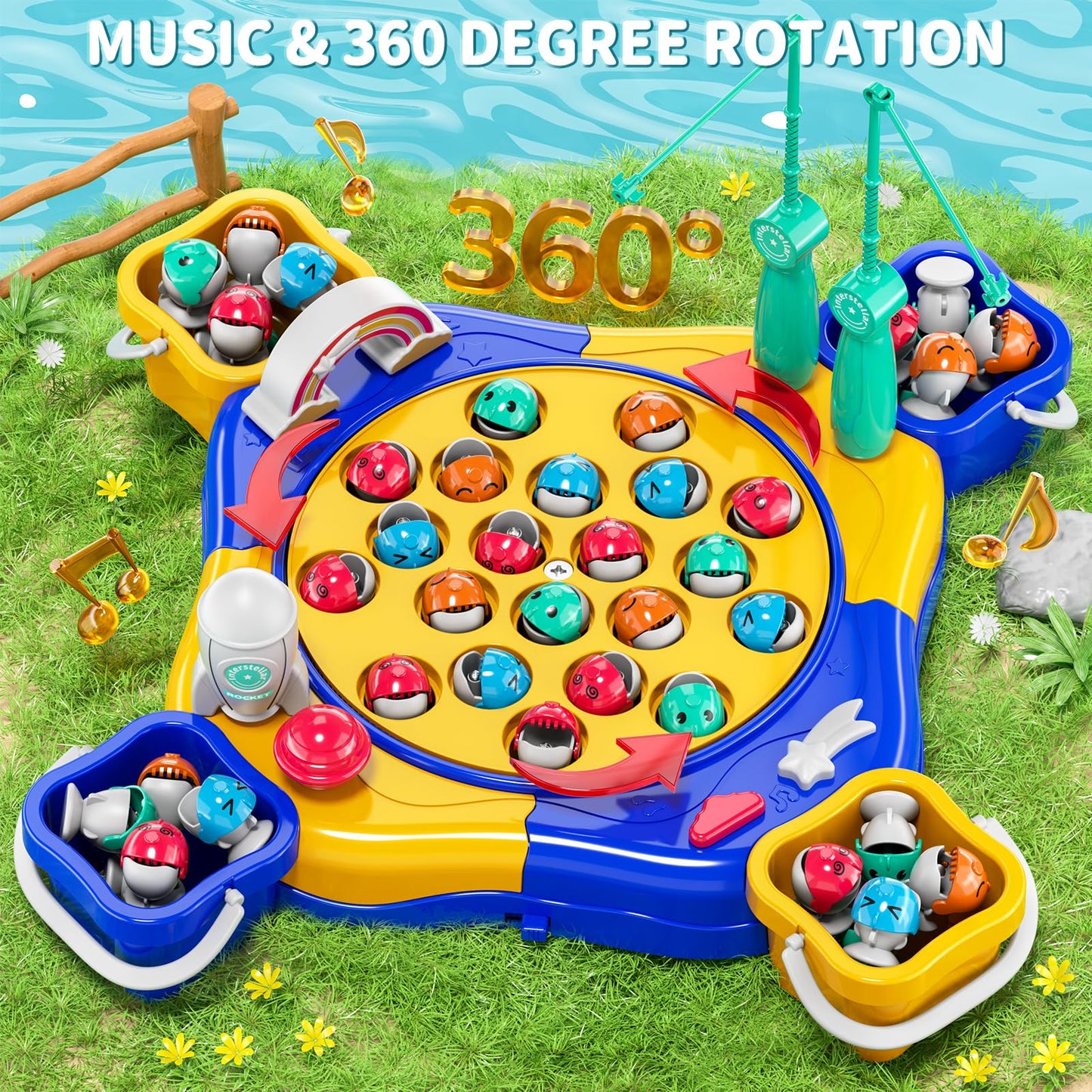 Watudou Magnetic Fishing Game For Kids Toddlers 3-5, 70 Pcs Fishing Toys For Kids Toddlers 3-5, Fishing Table Toys Board Game Bi