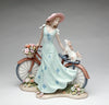 Cosmos Gifts 10414 Fine Elegant Porcelain Lady Riding Bike With My Best Friend Dog Puppy Porcelain Figurine, 10 5/8' H