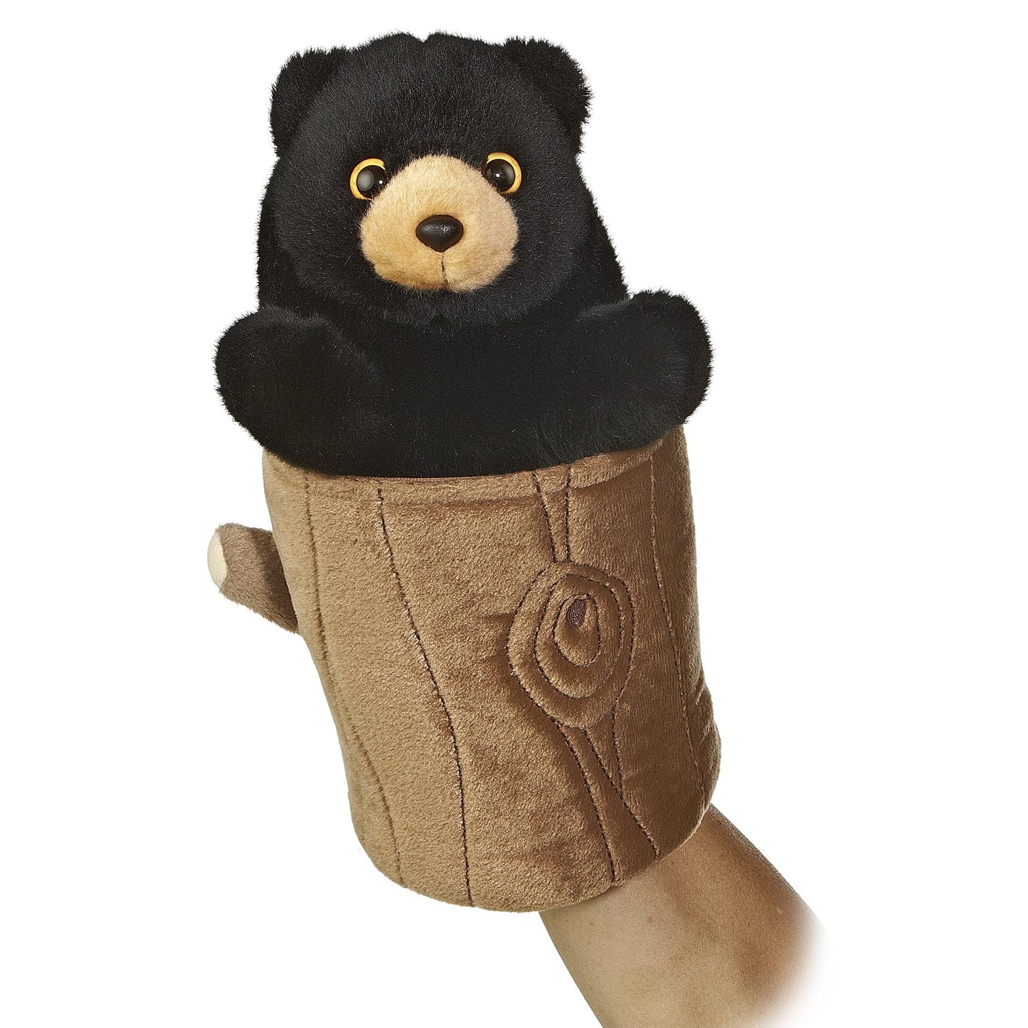 Aurora® Interactive Hand Puppet Black Bear Pop Up Puppet Stuffed Animal - Storytelling Adventures - Playful Learning - Black 10 Inches