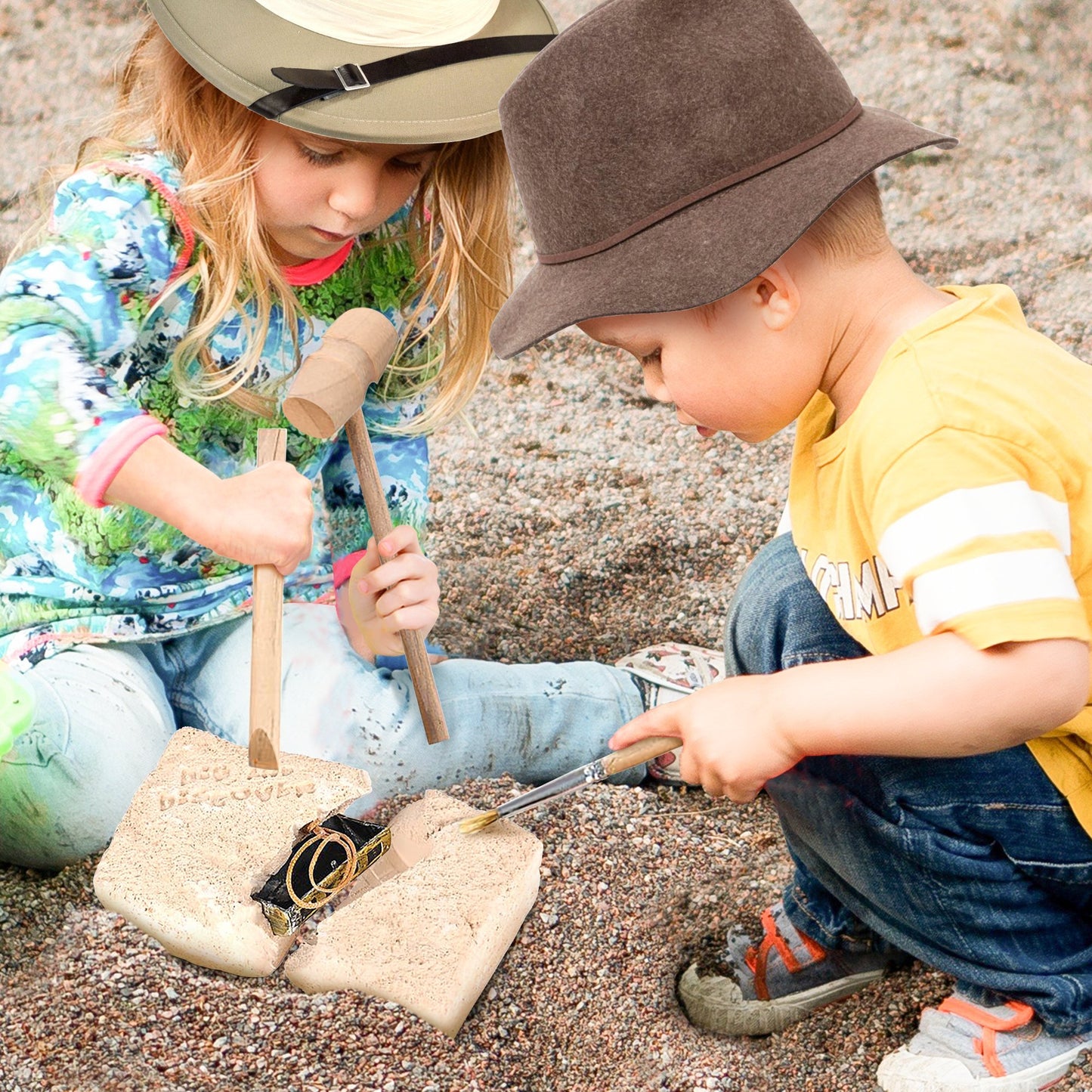 Artcreativity Pirate Treasure Dig Kit For Kids - Gem Excavation Set With Digging Tools - Interactive Excavating Toys - Great Birthday Gift Idea, Contest Prize For Boys And Girls