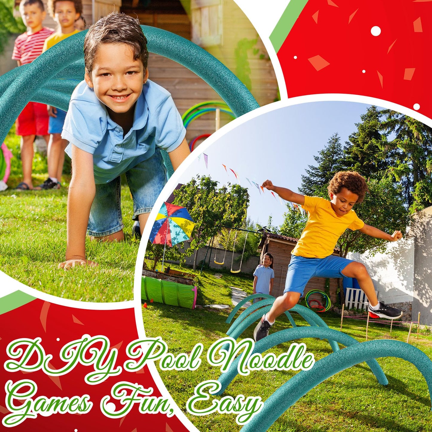 Hanaive 6 Pack Pool Noodles Foam Swim Noodles Christmas Hollow Swimming Pool Noodle Bulk Bright Pool Noodles Floats Heavy Duty F