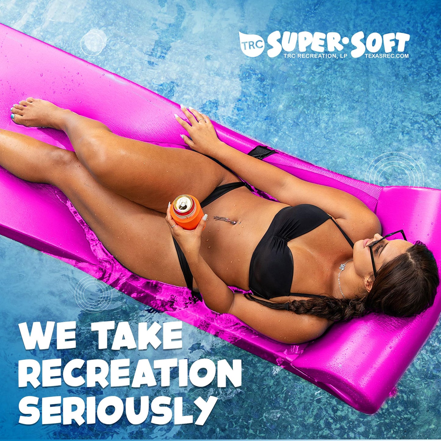 TRC Recreation Sunsation Foam Swimming Pool Float Mat, 70" x 26", Flamingo Pink, 1.75" Thick, Model 8020035