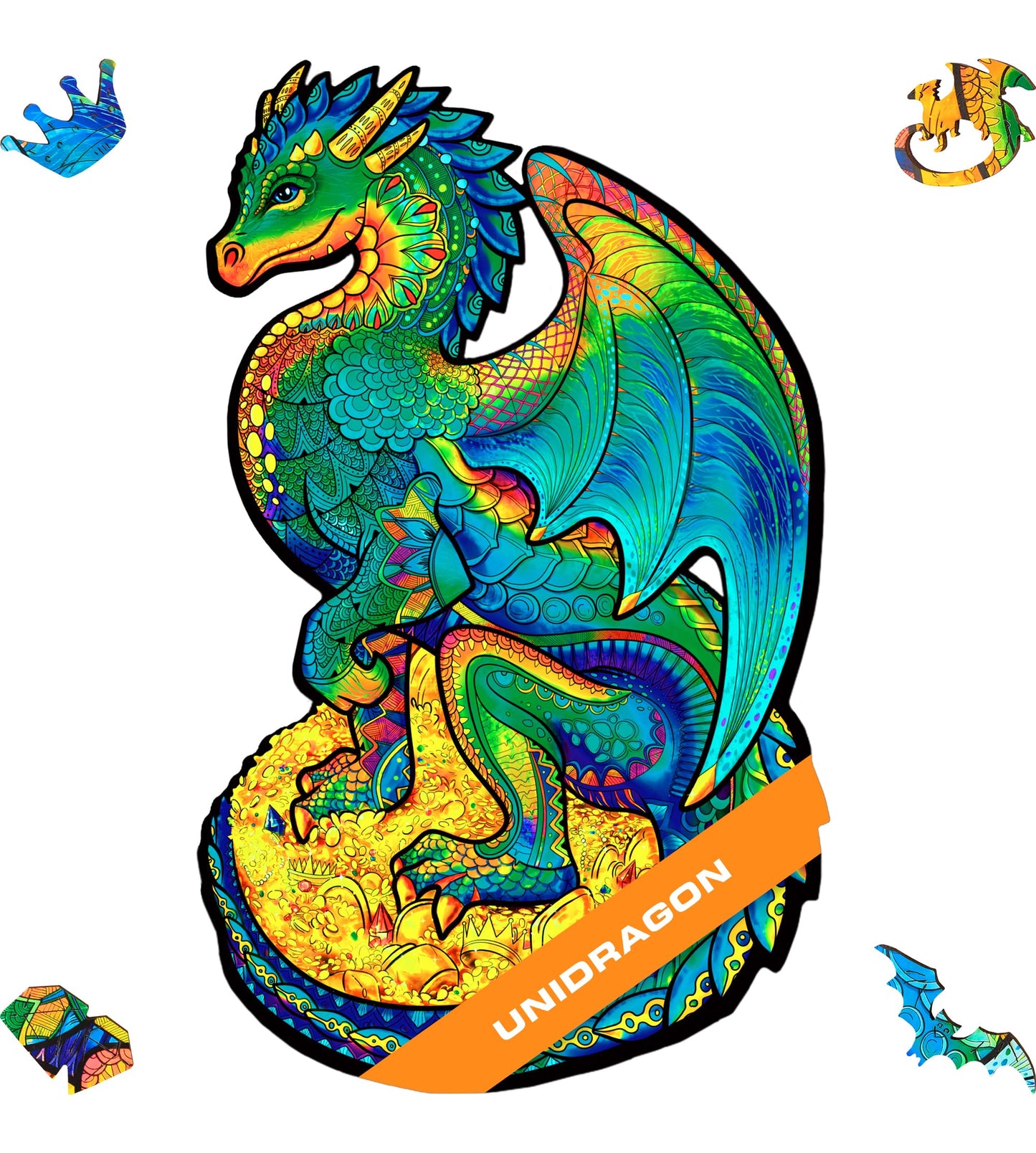 Unidragon Wooden Jigsaw Puzzles - Guarding Dragon, 183 Pcs, Medium 8.3' ?13, Beautiful Gift Package, Unique Shape Best Gift For Adults And Kids