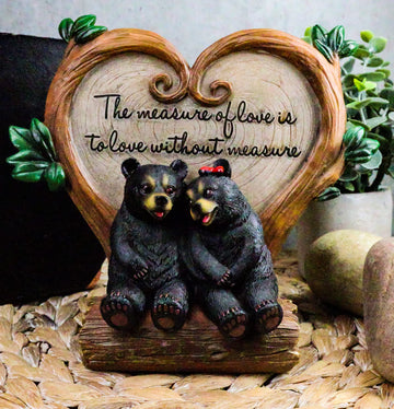 Ebros Black Bear Couple Under Heart Shaped Willow Tree Figurine Love Without Measure 6.75' Tall Forest Animal Love Tale For Anniversary Or Valentine'S Day Decor Statue