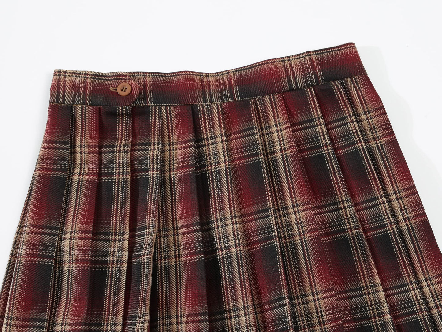 Womens Short Pleated Plaid Costumes Skirt(Red Mixed Beige White,2XL)