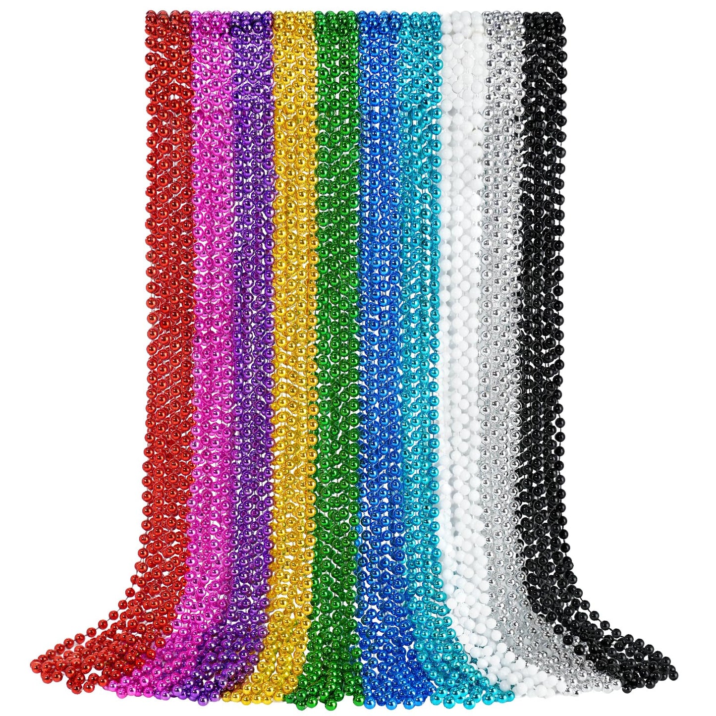 YAXINRUI 30 PCS Mardi Gras Beads, Party Beads Necklaces for Mardi Gras, Christmas, St. Patrick's Day, Beads Party Favors, Metall