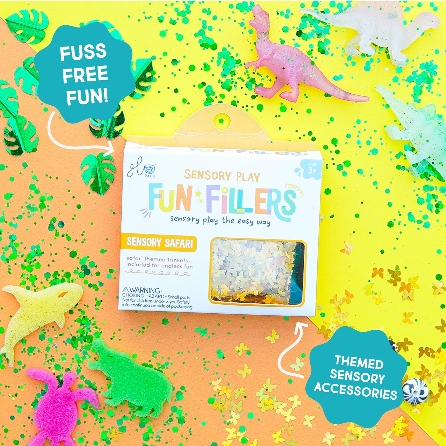 Glo Pals Fun Fillers Sensory Play Accessories Pack, Themed Accessories For Sensory Bins (Explore + Learn)