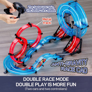 Insgen Slot Car Race Track Sets For Kids, Hot Magnetic Attraction Track Builder, Electric Remote Control Track Car Birthday Toys