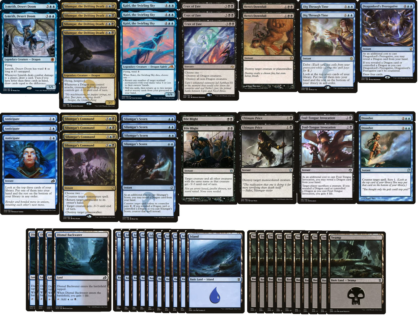 advanced Blue Black Control Dragon Deck - Modern Legal - Custom Built - Magic The Gathering - MTG - 60 Card