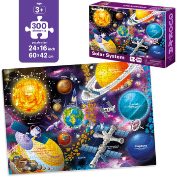 Quokka 300 Piece Floor Puzzles For Kids Ages 10-12 - 3X Set Floor Jigsaw Puzzles Large Pieces - Learning Space Usa And World Maps - Gift Game For Adults Family Boys And Girls 8-10 Year Olds