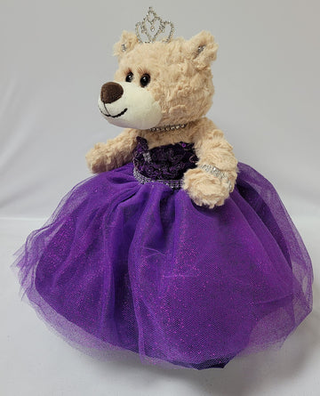 KINNEX COLLECTIONS SINCE 1997 12 Quince Anos Last Doll Teddy Bear with Dress (Centerpiece) ~ ARC09832-13 (Purple)