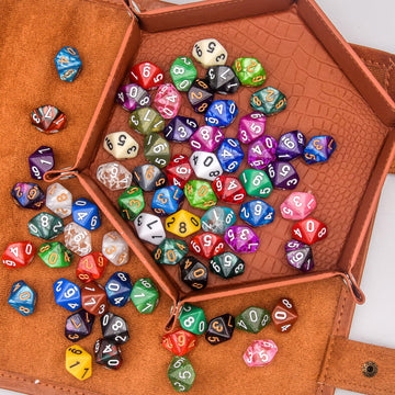 Austor 70 Pieces 10 Sided Dice Mixed Color Polyhedral Dice Set 10 Sides Dices Assortment With A Black Velvet Storage Bag For Dnd