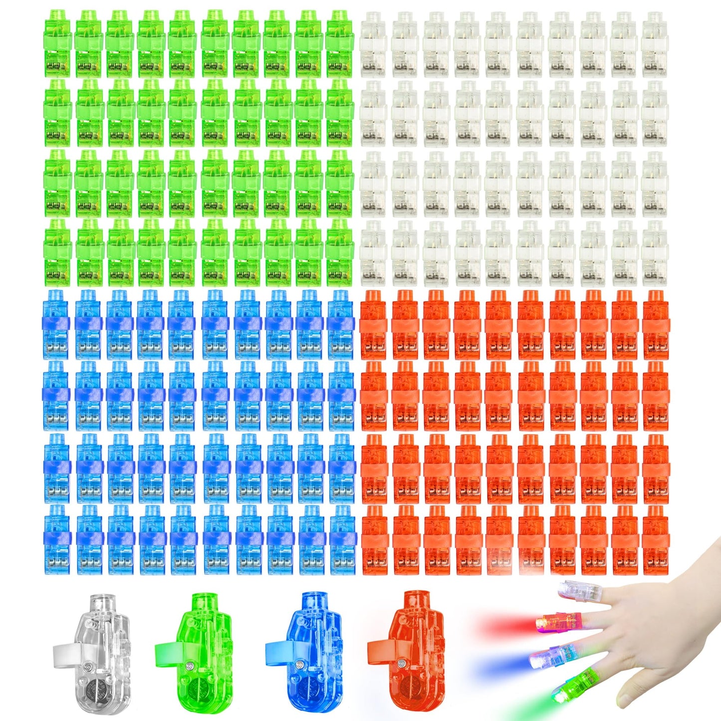 Novelty Place 160Pcs Led Party Finger Lights For Kids, Led Finger Flashlight Light Up Finger Ring Toys For Party Favor, Halloween, Raves, Concert Shows