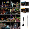 Scratch Art for Teens & Adults, Rainbow Engraving Painting Landscape Scratchboard(A4) Crafts Set: 8 Sheets with 4 tools - New Yo