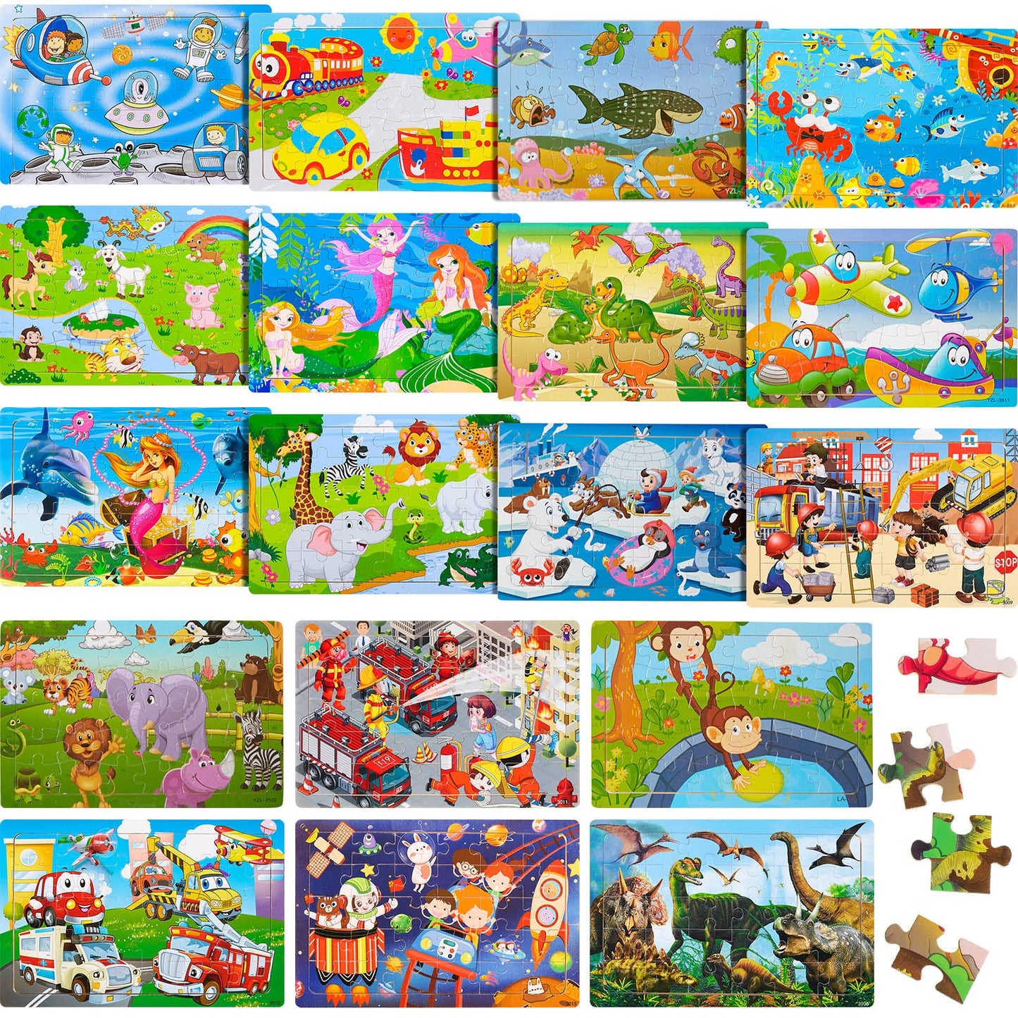 18 Pack 30 Pieces Puzzles For Kids Ages 3-8 Wooden Kids Puzzles Toddler Puzzles Ages 3-5 Educational Learning Toys Set For Kids Boys And Girls