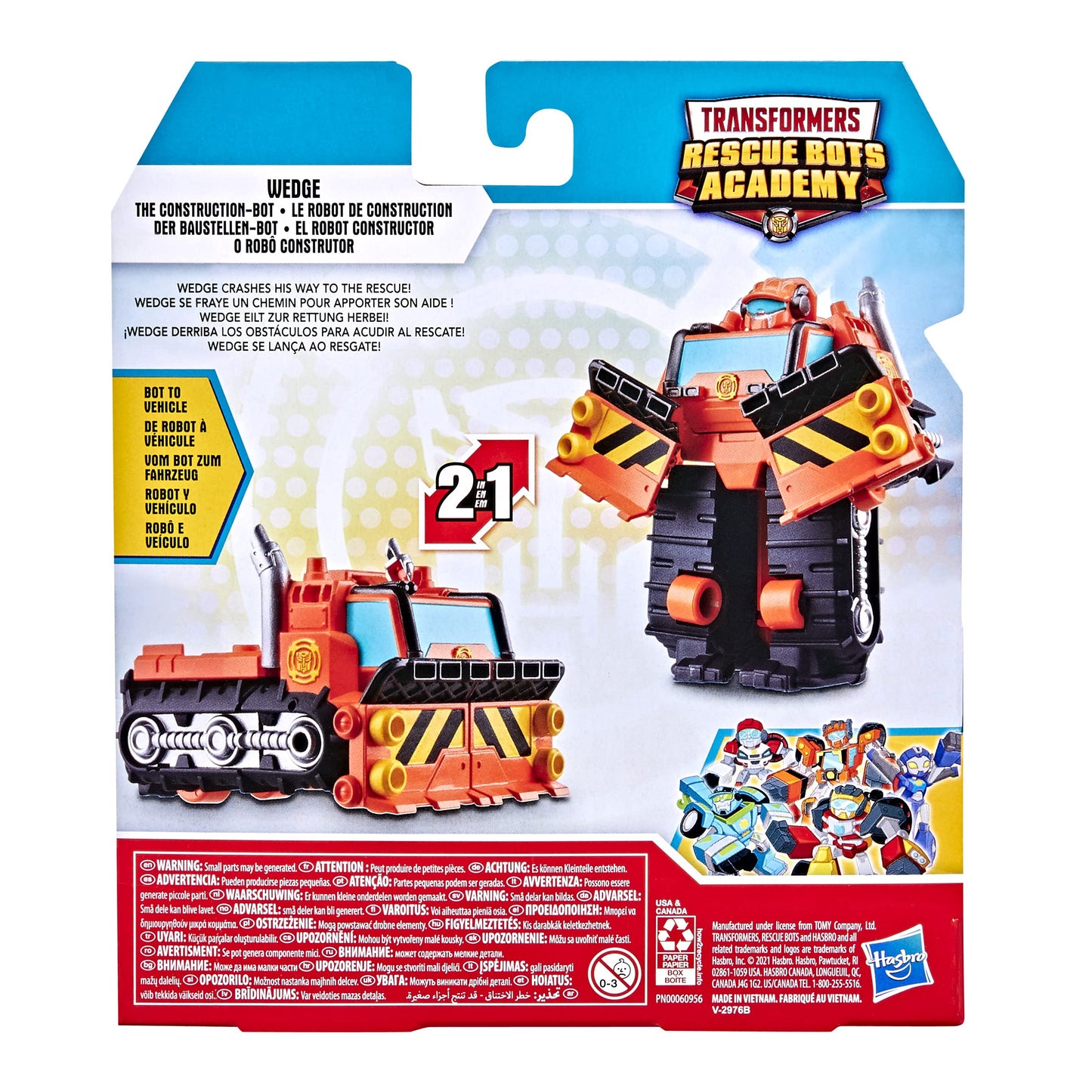 Transformers Playskool Heroes Rescue Bots Academy Wedge The Construction-Bot Converting Toy, 4.5 Figure, Toys for Kids Ages 3 &