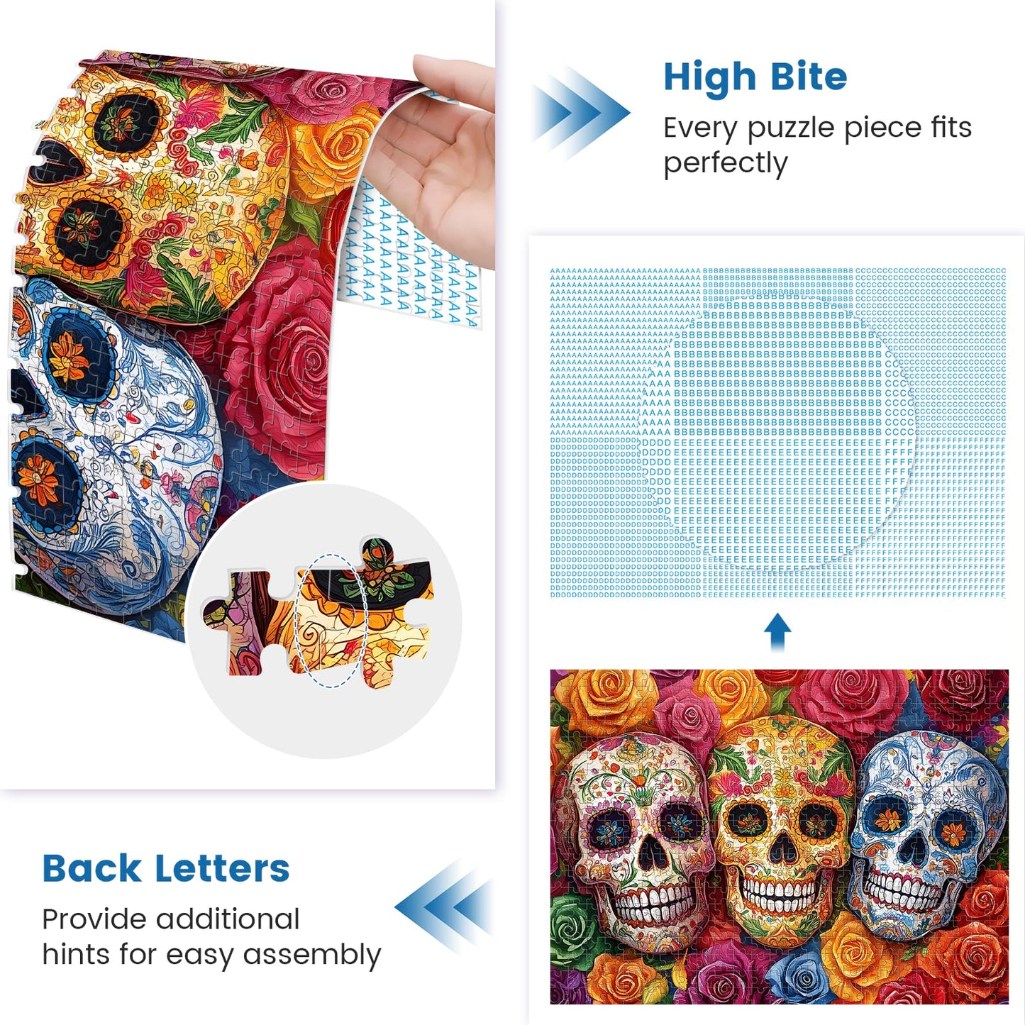 500 Pieces Horror Puzzles For Adults | Skull And Flowers Jigsaw Puzzles | Recycled Cardboar Jigsaw Puzzles 500 Pieces | Challenging Family Activity Great Gift Idea For Family Friends | 20.5X 15 Inches