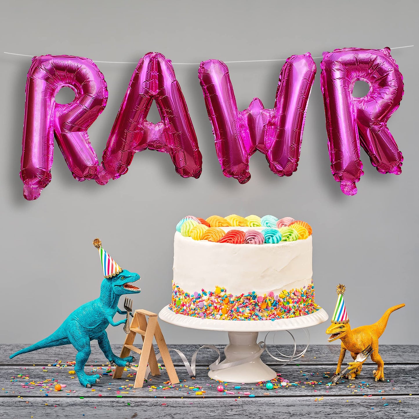 Rawr Balloons By Pinkfish Shop - Pink Foil 16 Inch Balloons For Dinosaur Birthday Party Package Decorations Supplies Trex Dino