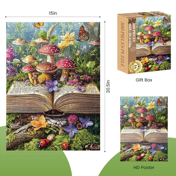 500 Piece Jigsaw Puzzles for mature-themeds Colorful Fantasy Mushroom Book Puzzles for mature-themeds Fun and Challenging Puzzle for Family Time Relaxing Gift for mature-themeds Kids Seniors 20.5 x 15 in