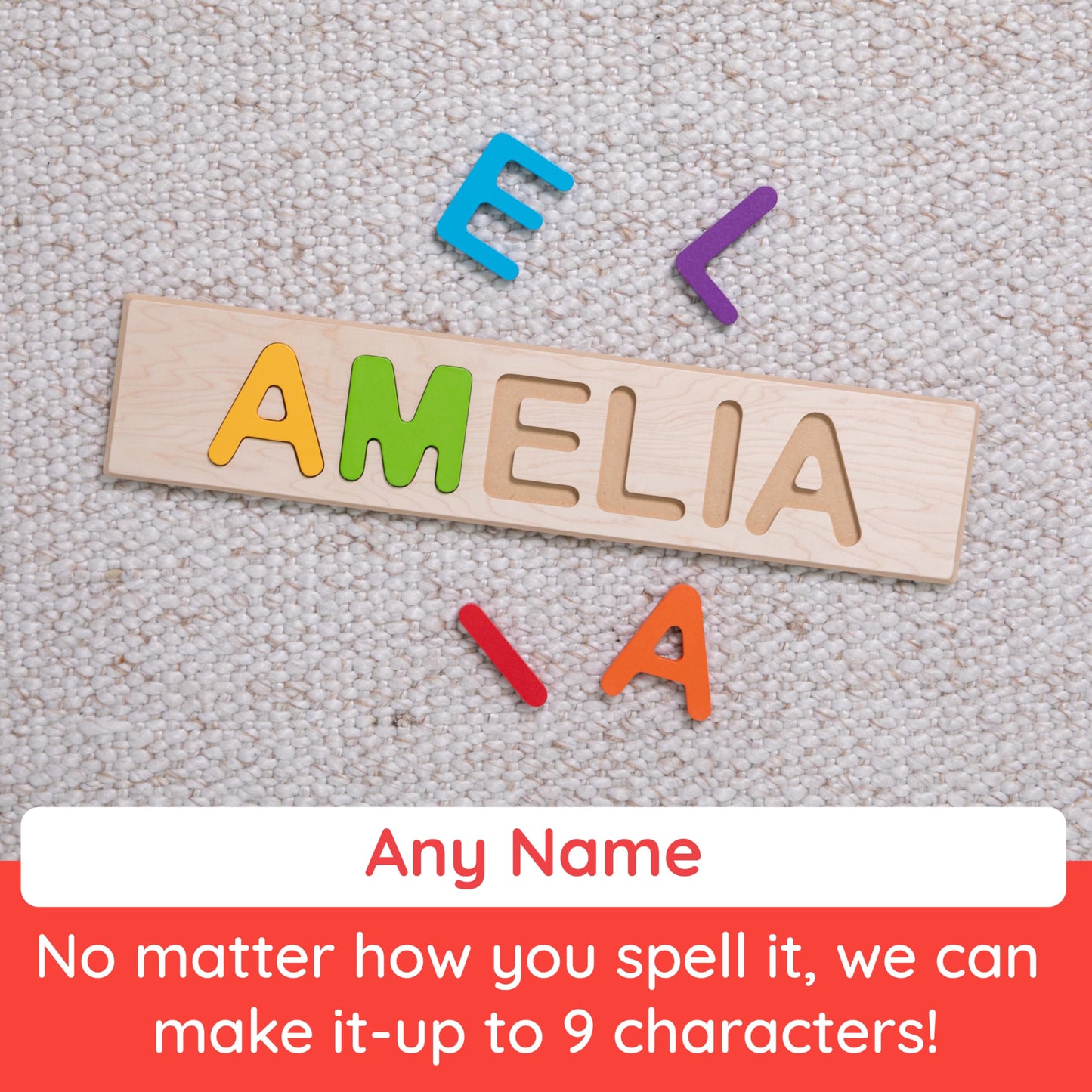 Fat Brain Toys Wooden Personalized Name Puzzles For Toddlers 1-3+, Custom Puzzles, Flat Rate Up To 9 Letters