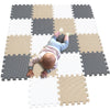 Mqiaoham Children Puzzle Mat Play Mat Squares Play Mat Tiles Baby Mats For Floor Puzzle Mat Soft Play Mats Girl Playmat Carpet Interlocking Foam Floor Mats For Baby White Beige Grey 101110112