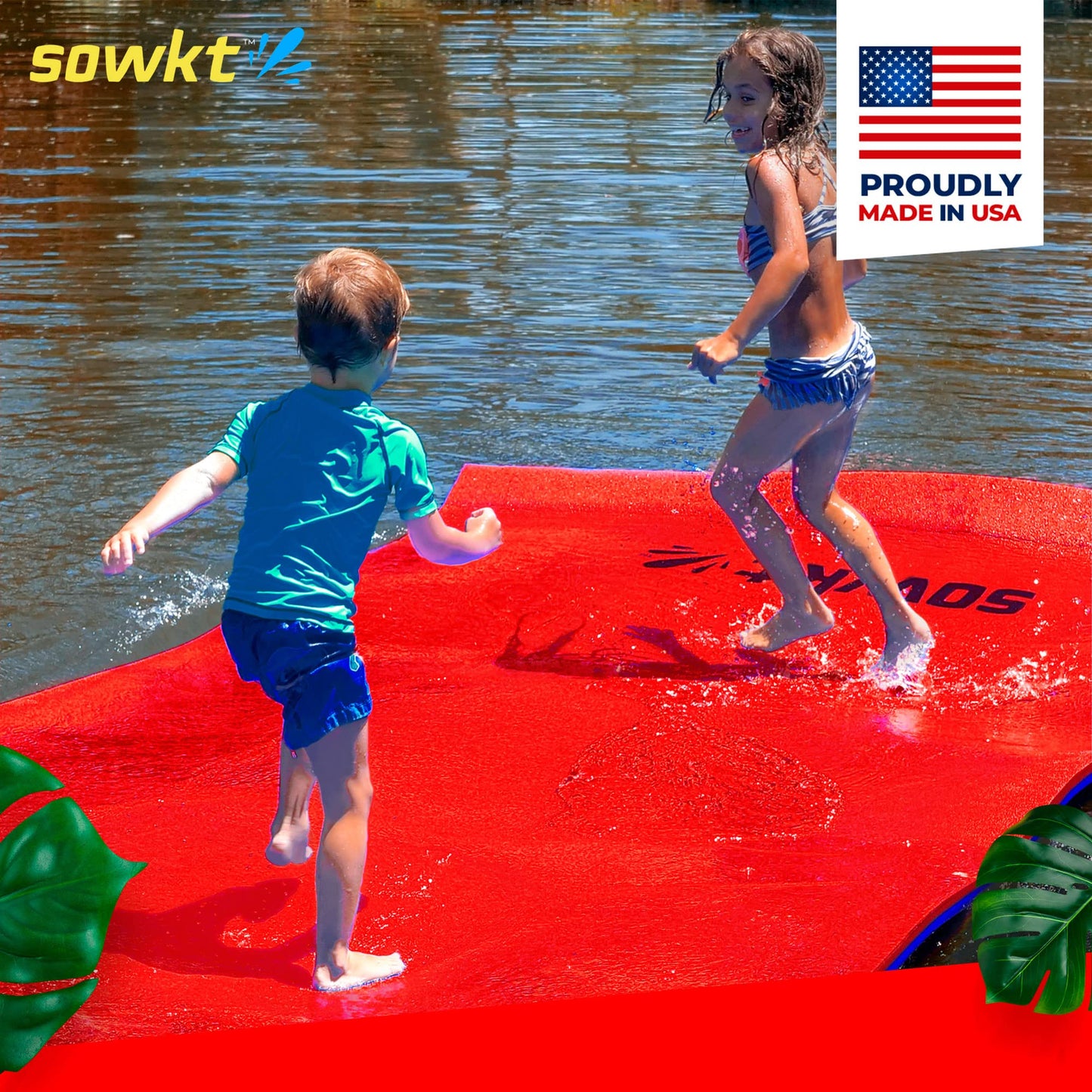 Sowkt Lily Pad Floating Mat (9X6 Ft) - Made In Usa - Premium Floating Water Mat For The Lake And Boating - Giant Floating Water