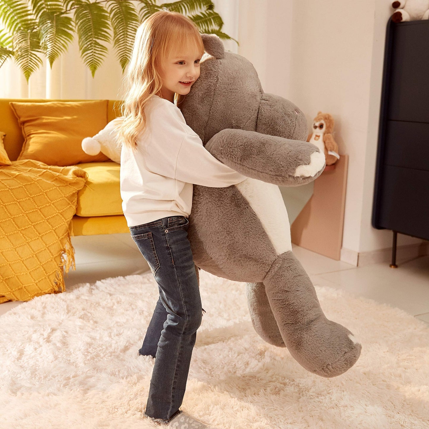 Ikasa Giant Hippo Stuffed Animal,30' Jumbo Plush Toy, Soft And Cute Toys For Kids Boys Girls (Gray)