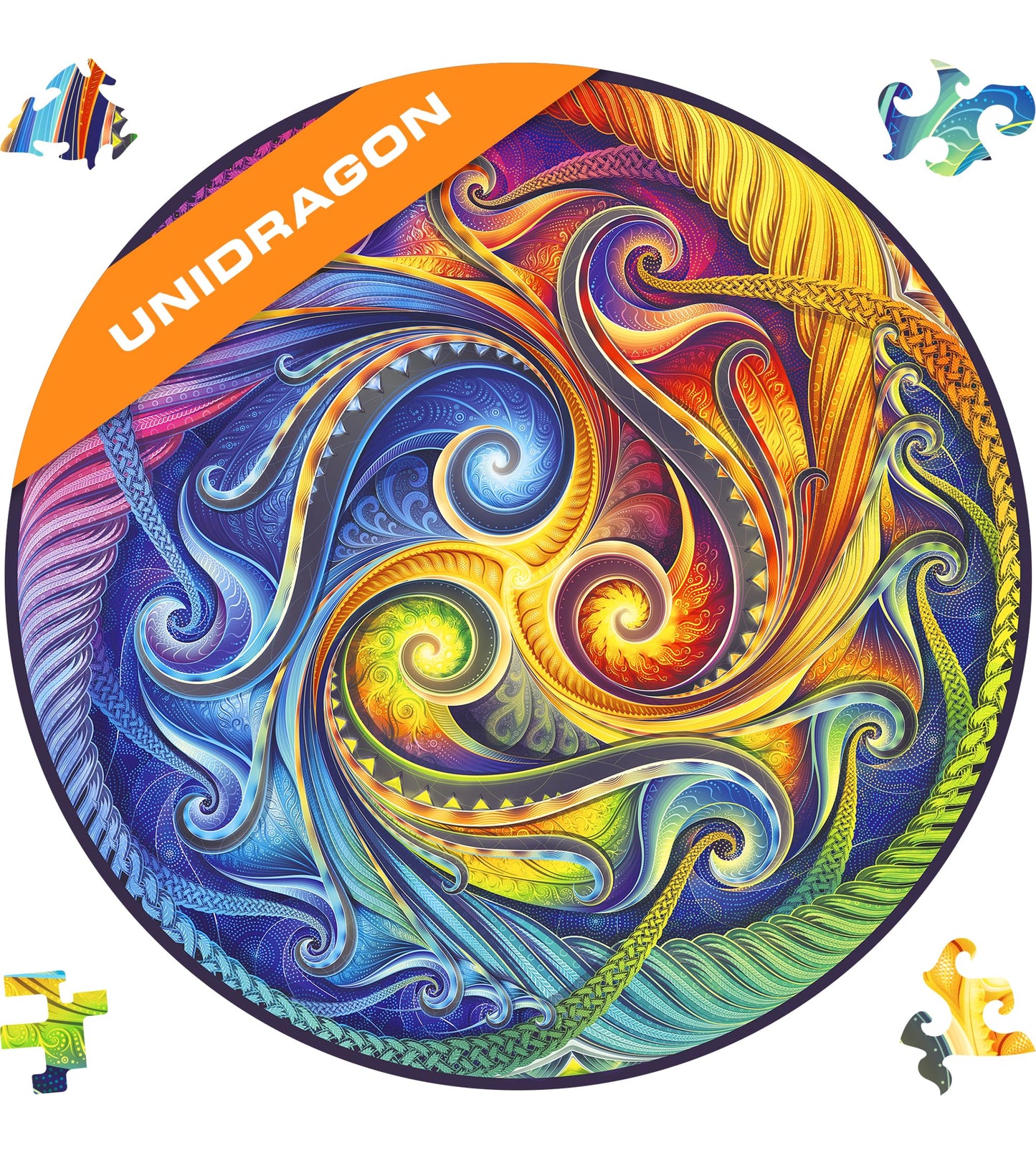 Unidragon Original Wooden Jigsaw Puzzles - Mandala Spiral Incarnation, 200 Pcs, Medium 9.8''X9.8'', Beautiful Gift Package, Uniq