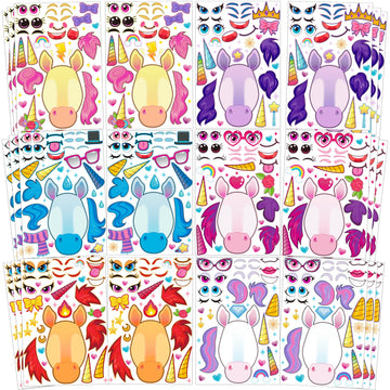 Joyin 36Pcs 9.8'X6.7' Make A Face Stickers For Kids, Make Your Own Unicorn Stickers, Party Favors Kids Crafts, Goodie Bags Stuffers, Classroom Rewards