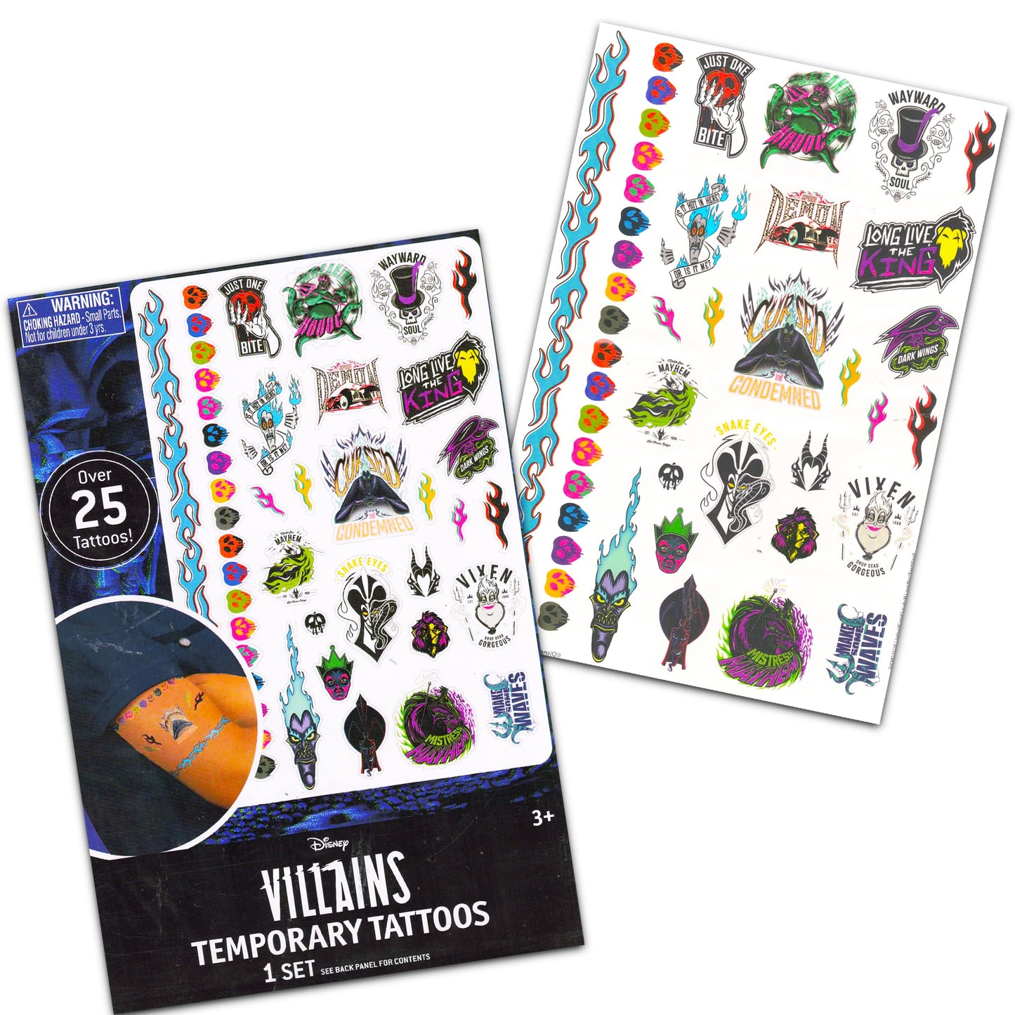 Disney Tattoos Temporary Tattoos Party Favors - 75 Disney Villains Designs Including Maleficent - Fun Activity for Kids
