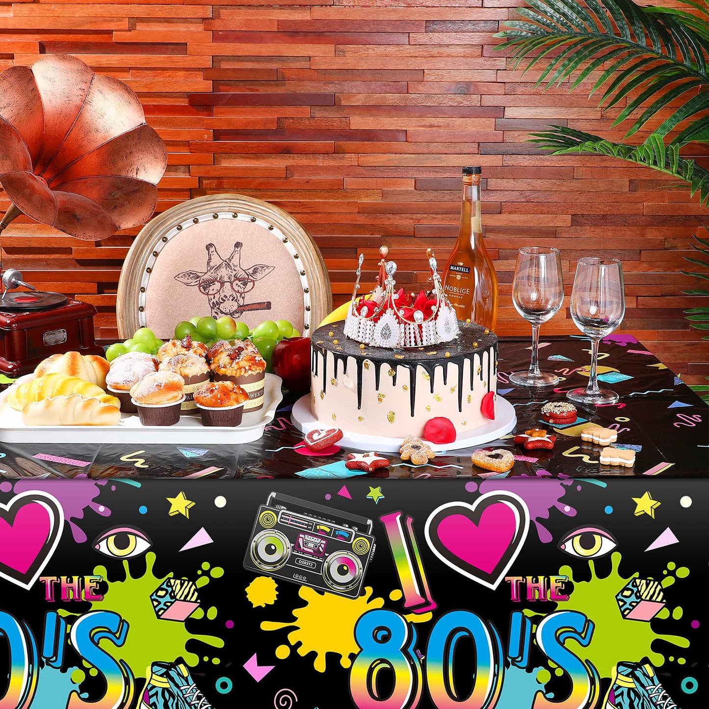 Tegeme 6 Pack 80S Plastic Party Tablecloth 80'S Party Table Cover 80S Birthday Party Supplies The 80'S Hip Hop Party Decoration