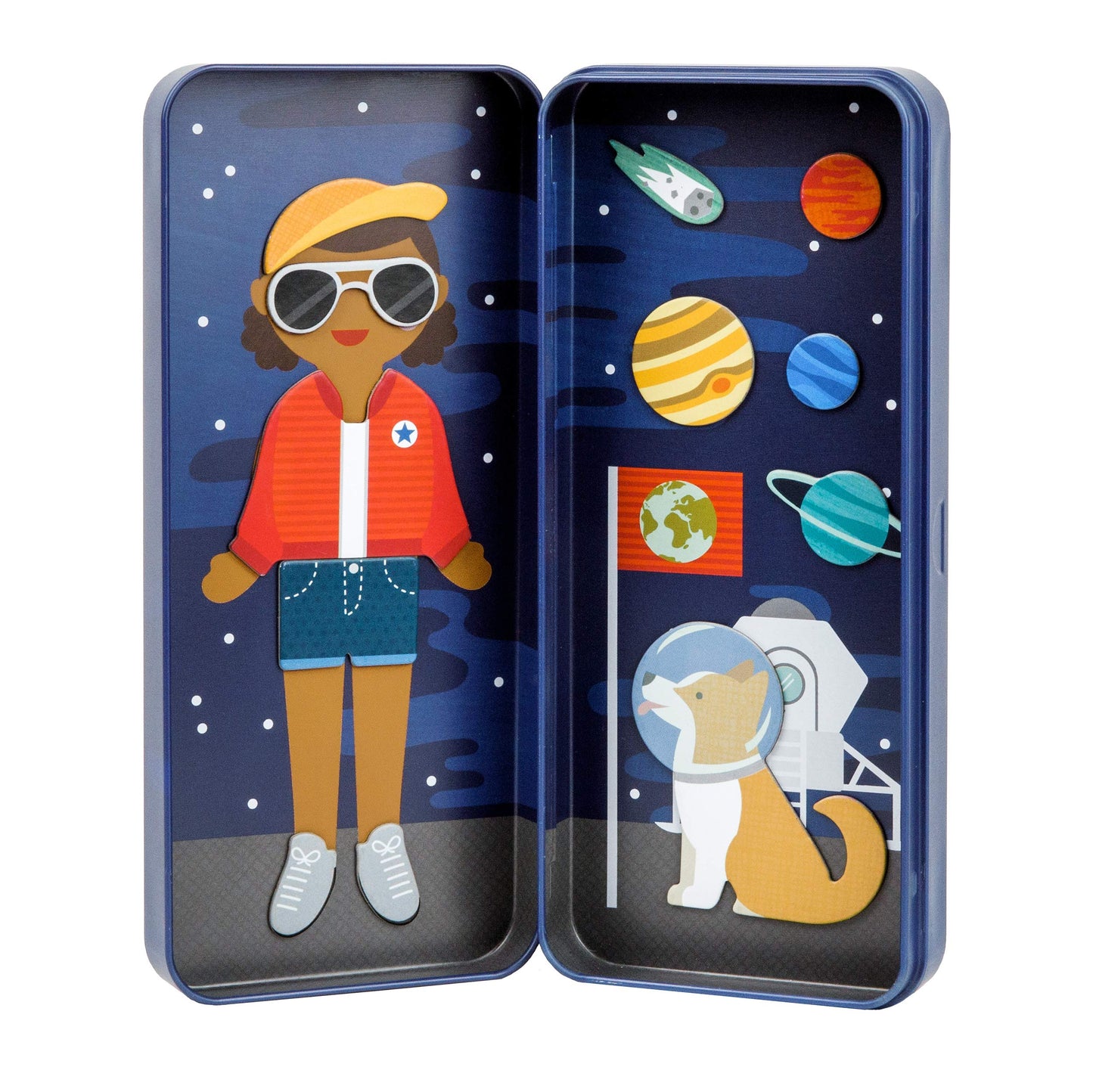 Petit Collage Space Bound Dress Up - Magnetic Game Board With Mix & Match Pieces, Ideal For Ages 3+, Includes 2 Scenes & 25 Crea