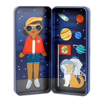 Petit Collage Space Bound Dress Up - Magnetic Game Board With Mix & Match Pieces, Ideal For Ages 3+, Includes 2 Scenes & 25 Crea