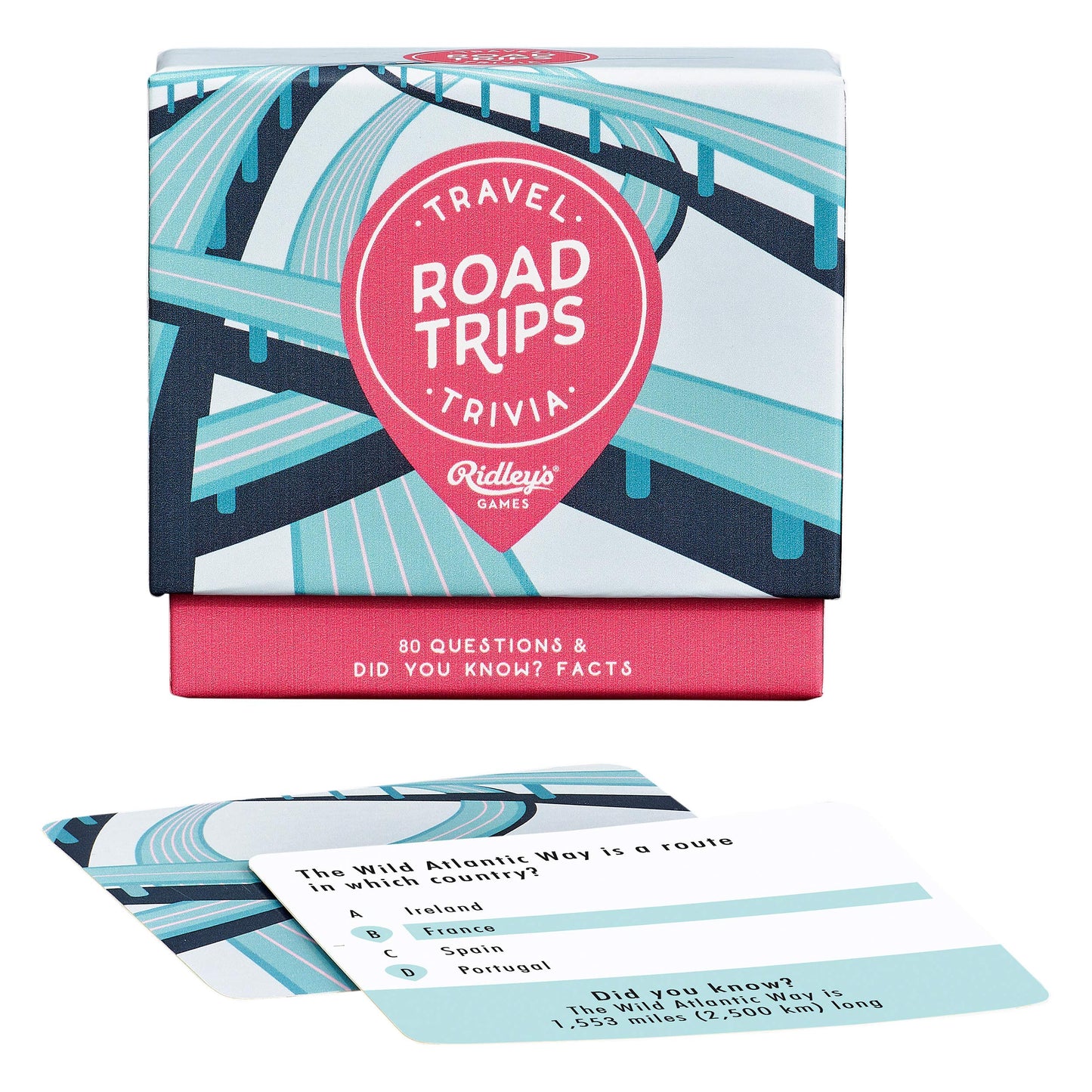 Ridley'S Road Trips Travel Trivia Card Game – Trivia Game For Adults And Kids – 2+ Players – Includes 80 Questions And Bonus Facts – Fun Quiz Cards, Makes A Great Gift