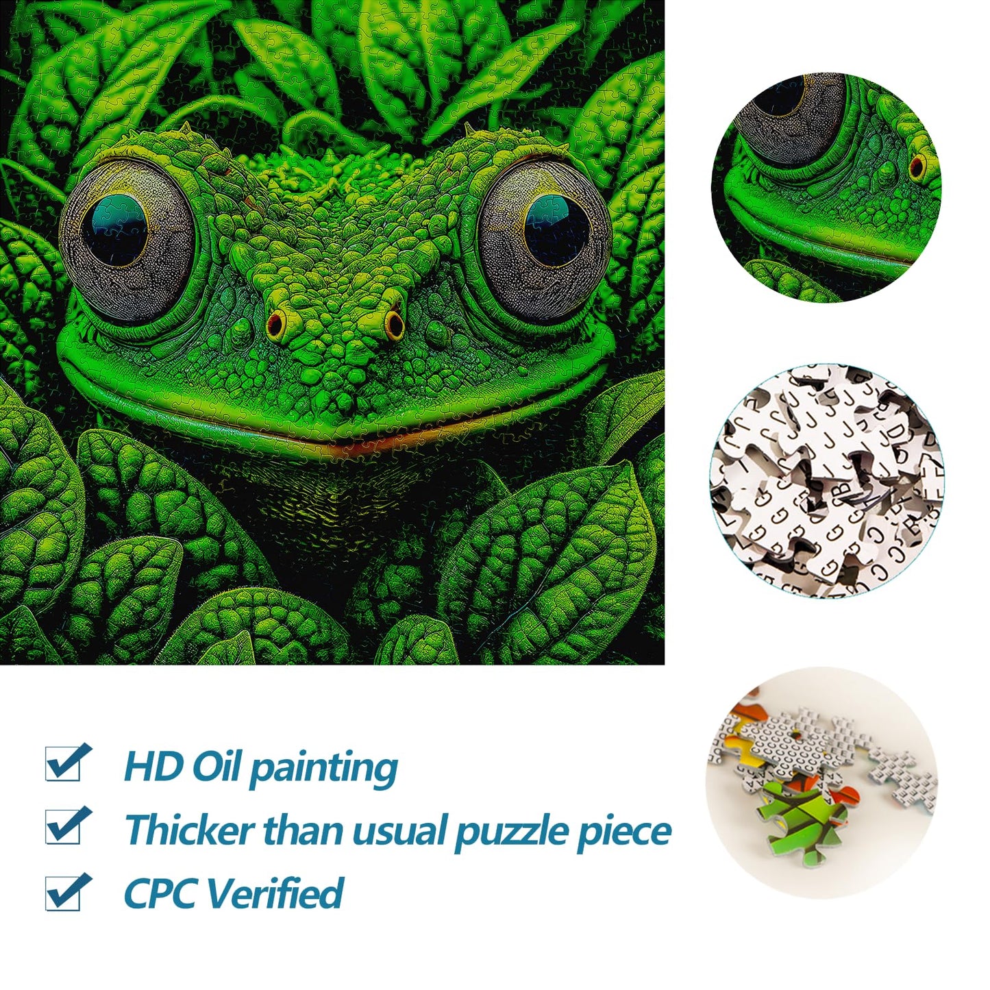 Bgraamiens 1000 Piece Frog Camouflage Wild Animal Puzzle, Expert Level, Square, Naturalistic Style, Cardboard Material, 24X24 Inches / 61X61 Cm, 14 - Adult