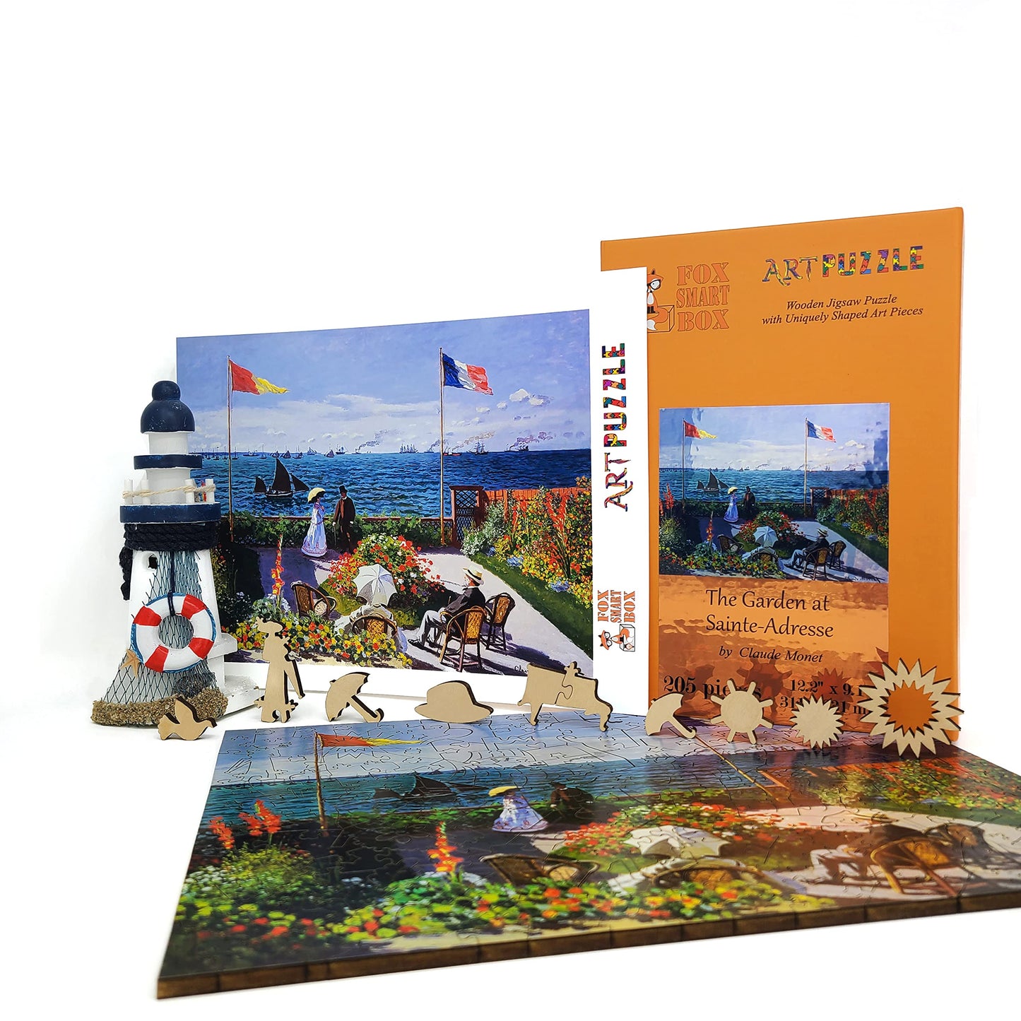 Wooden Jigsaw Puzzle For Adults - Uniquely Shaped Pieces - Made In The Usa By Foxsmartbox - 205 Pieces - The Garden At Sainte-Ad