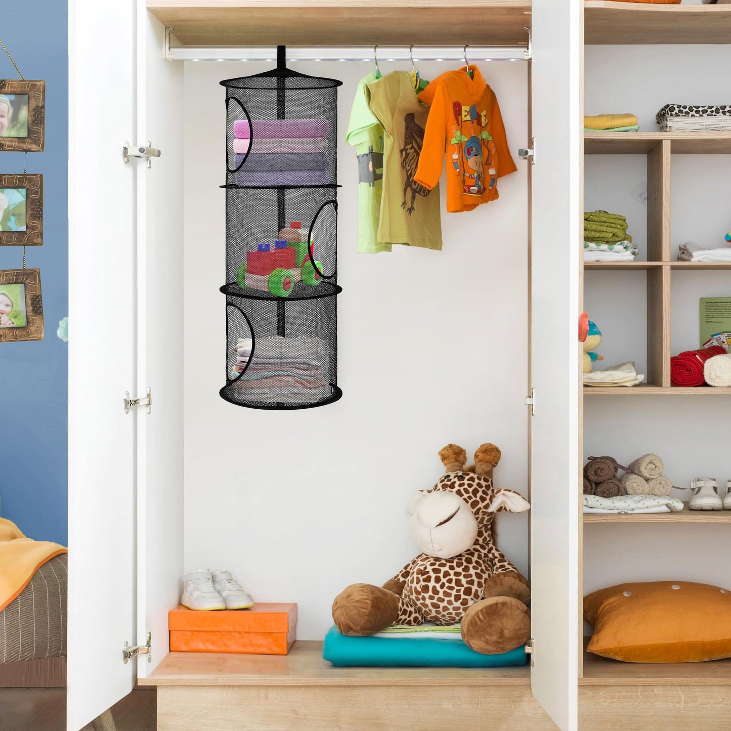 2Pcs Stuffed Animal Storage Foldable Stuffed Animal Net Or Hammock Organizer, 5 Compartments Hanging Mesh Toy Storage Hammock Fo