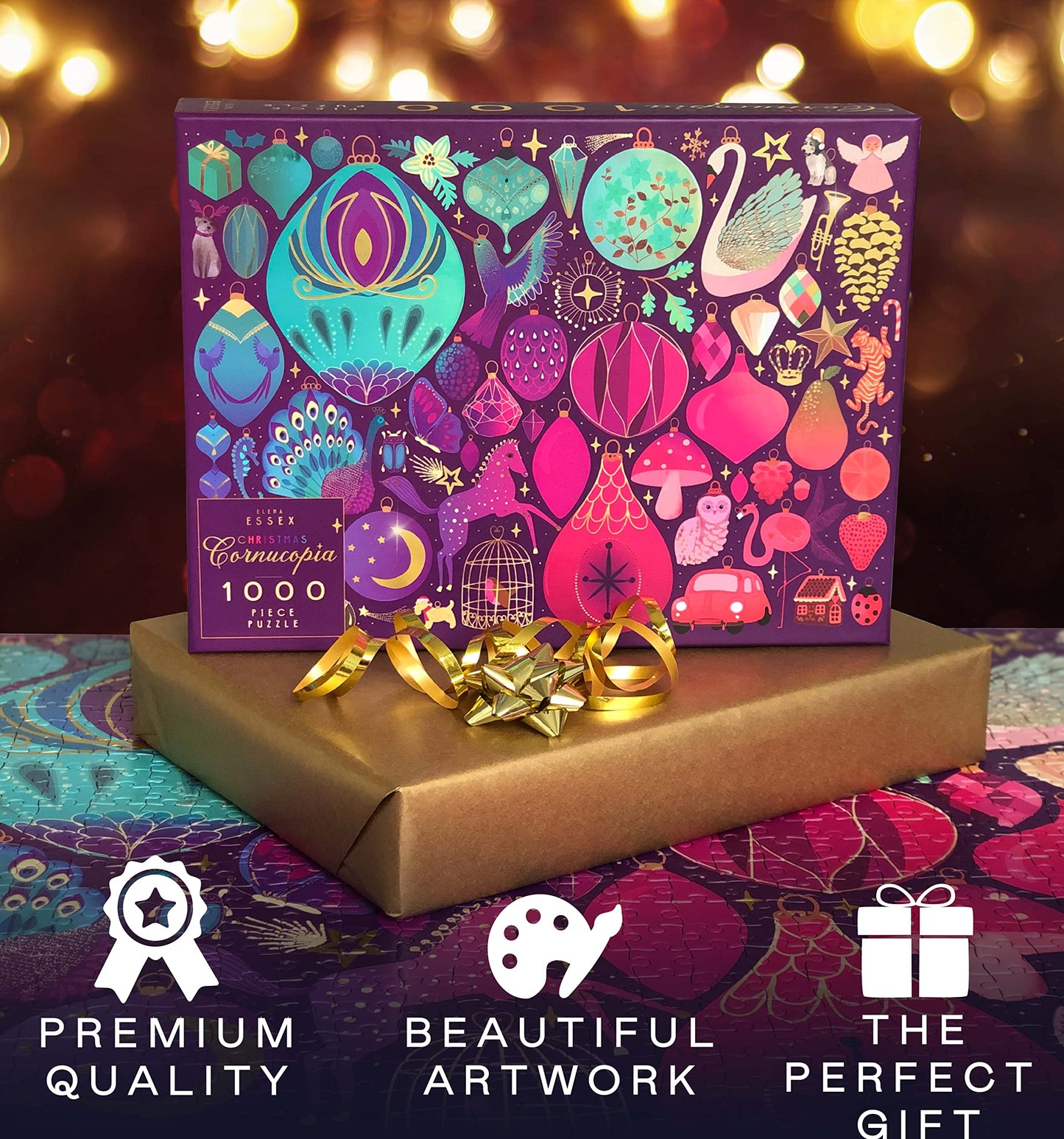 Christmas Puzzle - Christmas Cornucopia | Christmas Puzzles 1000 Pieces | Puzzles For Adults 1000 Pieces And Up | Puzzle Jigsaws Size 28 X 20 Inches | Elena Essex Puzzles