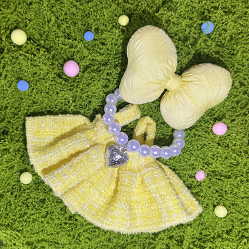 17cm Doll Clothes Set & Outfit Set for 17cm Dolls - enhanced Fashion Dresses with Accessories elegant Chic Doll Clothing & Style Bundle Yellowish White