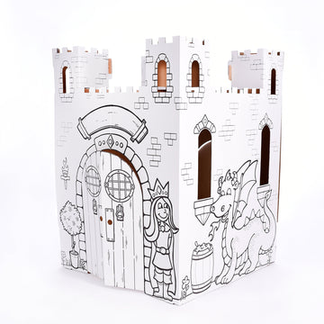 Easy Playhouse Fairy Tale Castle - Kids Art And Craft For Indoor And Outdoor Fun, Color, Draw, Doodle – Decorate And Personalize A Cardboard Fort, 32' X 32' X 43. 5' - Made In Usa, Age 3+, White