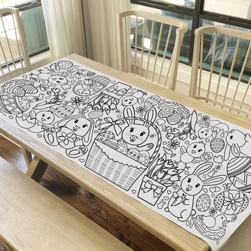 Tiny Expressions Easter Coloring Tablecloth For Kids - Rolled, No Creases 30' X 72' Giant Coloring Poster To Color On - Kids Easter Activities