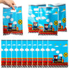 3Sscha 50Pcs Train Party Favor Bag Transportation Themed Waterproof Goodie Bag With Die Cut Handles Railway Traffic Glossy Plastic Candy Gift Bags For Kids Birthday Baby Shower Decoration Supplies