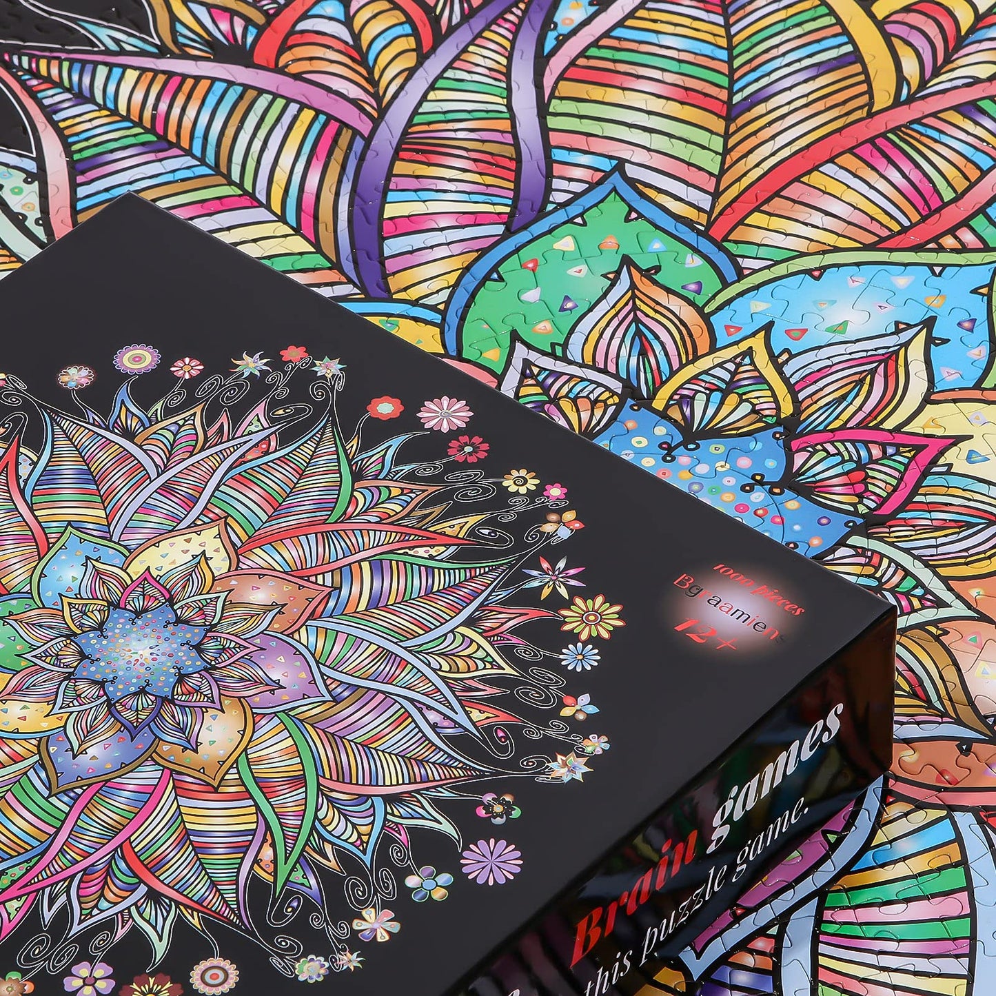 Bgraamiens Puzzle-Flower Whisper-1000 Pieces Round Puzzle Color Challenge Jigsaw Puzzles For Adults And Kids