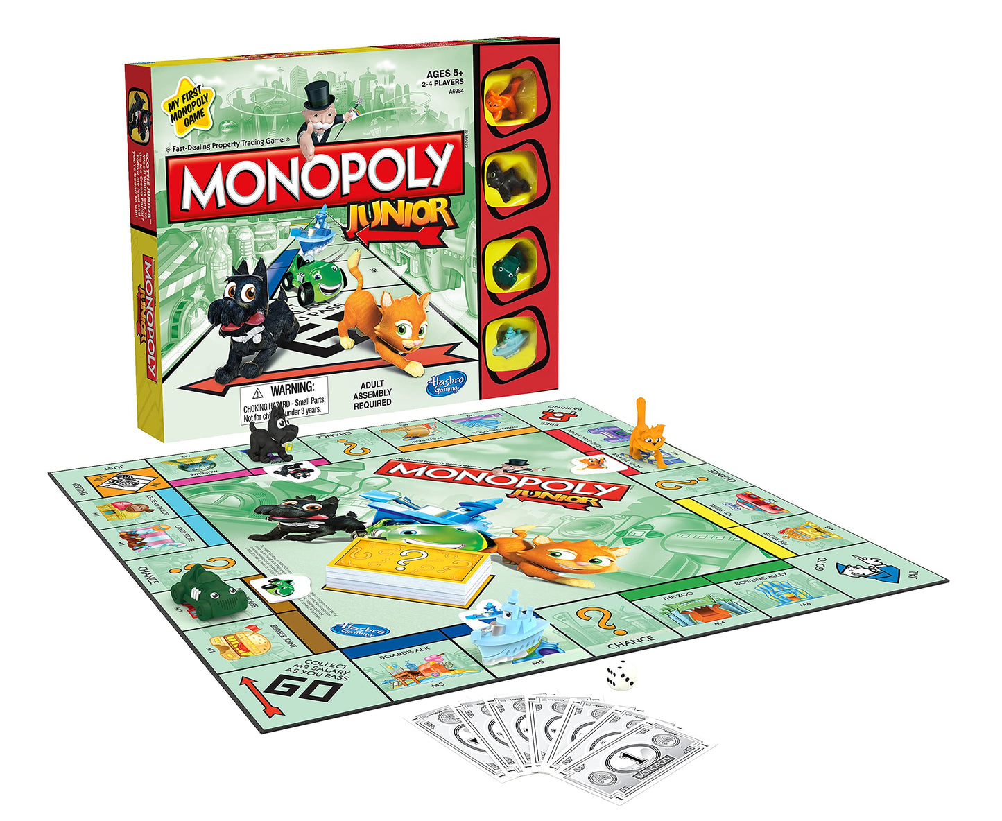 Hasbro Gaming Monopoly Junior Board Game For Kids Ages 5 And Up, 2-4 Players, Family Games