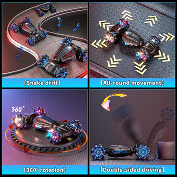Uregoio Remote Control Car, 2.4GHz 4WD Gesture Sensing RC Stunt Car, Drift Hand Controlled Twist Cars with Light & Music, Cool B