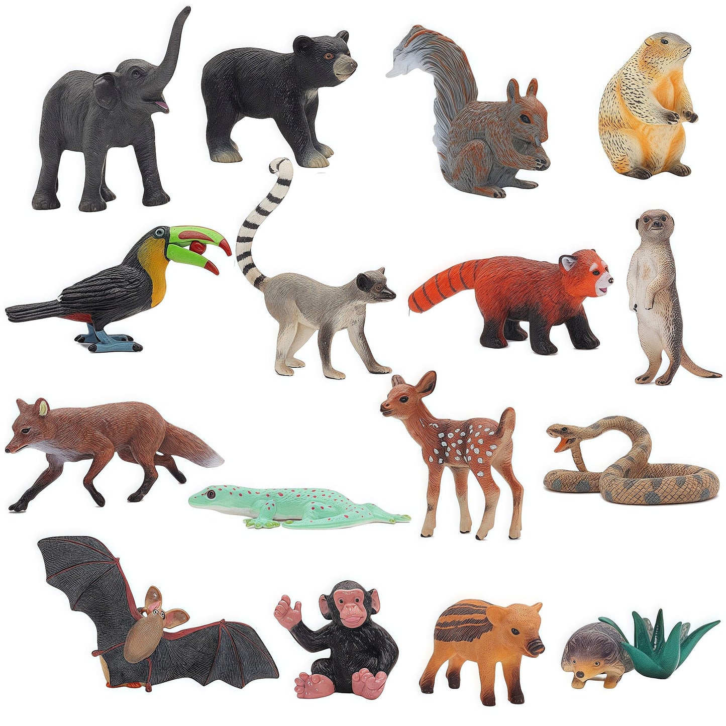 16Pcs Forest Animals Baby Figures, Woodland Creatures Baby Toy Figurines, Miniature Toys Cake Toppers Cupcake Toppers Birthday G