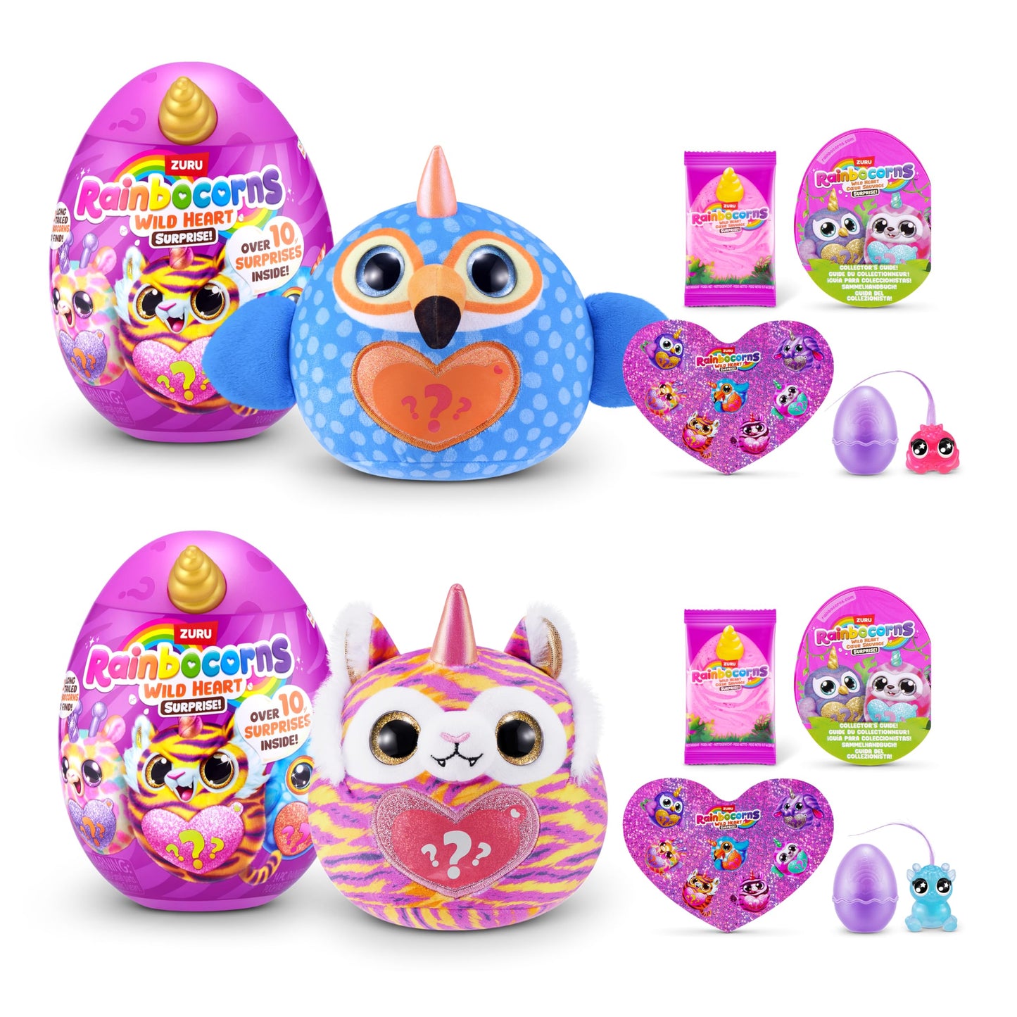 Rainbocorns Wild Heart Surprise 2 Pack by ZURU - Collectible Plush Toy with Surprises, Mystery Egg for Girls & Boys Ages 3+